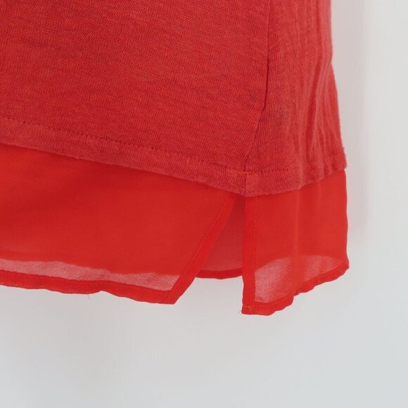 Sanctuary Women Small Solid Red All Linen Sleeveless One Pocket Tank Top Shirt - Picture 4 of 10